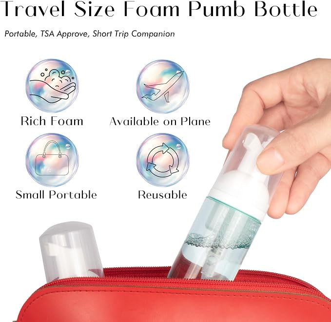 4 Pack Foam Pump Bottle Travel 2 oz/60 ml Small Size Mousse Foam Soap Dispenser - Image 5