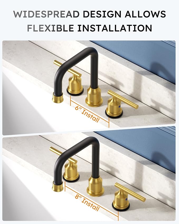 WOWOW Widespread Bathroom Faucet 3 Hole Bathroom Sink Faucet 2 Handle Vanity - Image 6