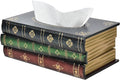 Crafted Classical Retro Wooden Antique Book Tissue Box Cover Rectangular Tissue by VERGOODR