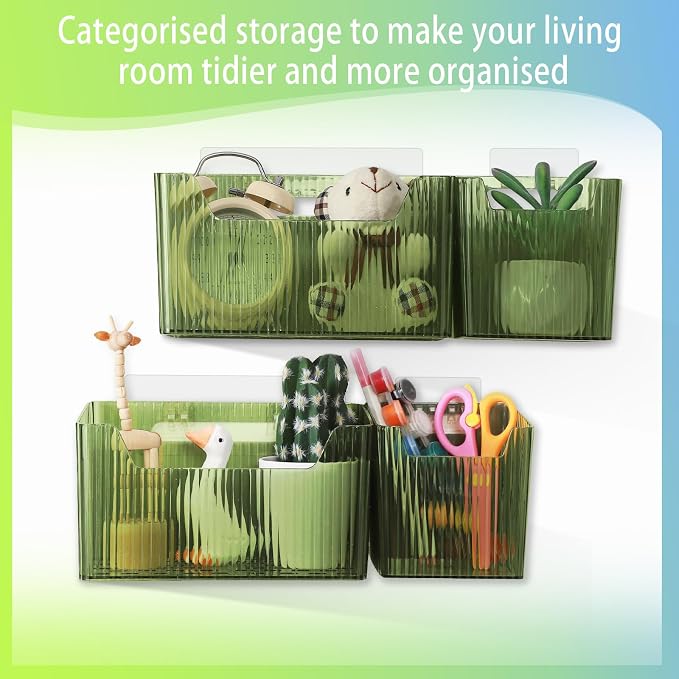 8 Pcs Storage Organizer Bins Wall Mounted Organizer Basket Plastic Cabinet Door - Image 4