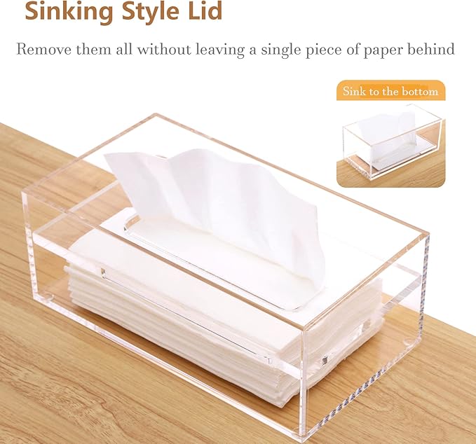 SANRUI Clear Acrylic Facial Tissue Box Cover Holder - Image 5
