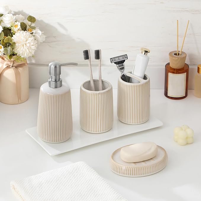 vancasso Ceramic Bathroom Accessories Set 4 Piece, Soap Dispenser - Image 6
