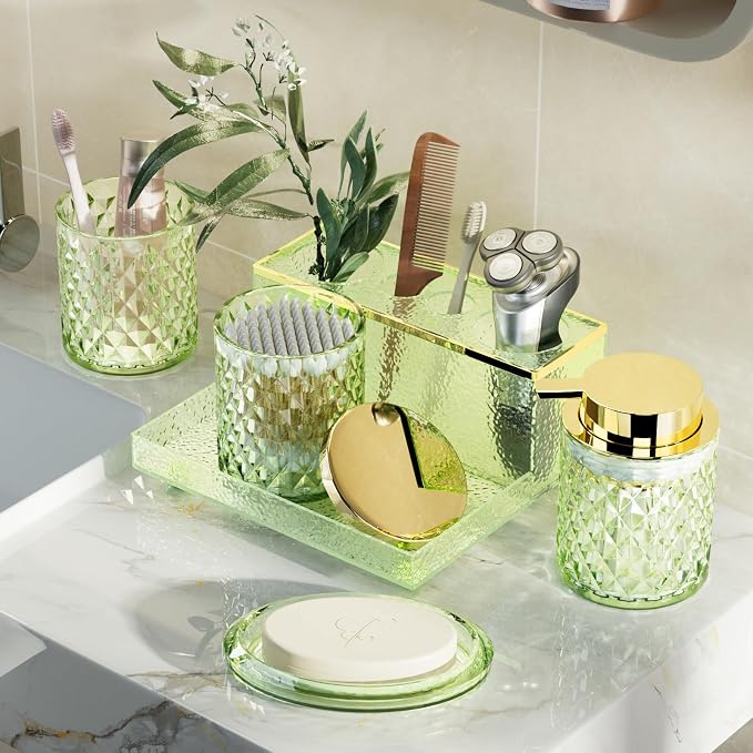 Glass Bathroom Accessories Set 5Pcs Crystal - Image 5