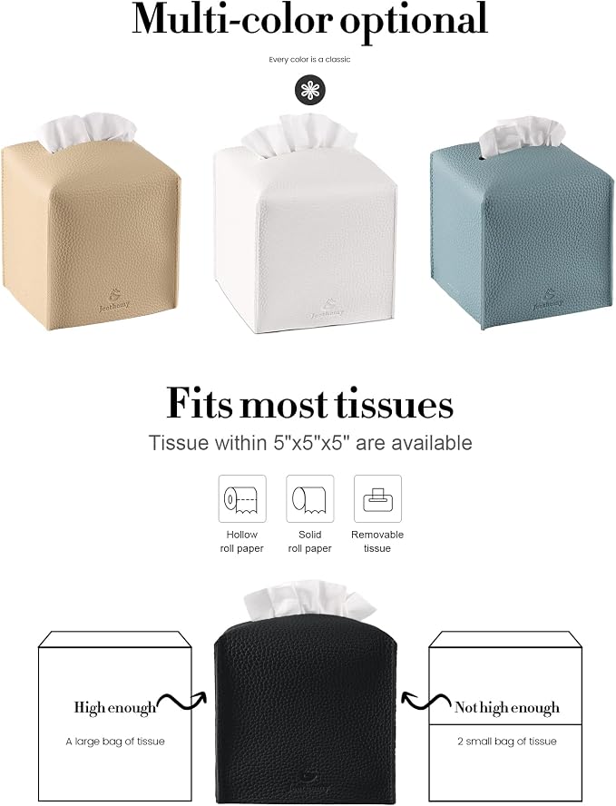 Tissue Box Cover, Jeethemy Square PU Leather Tissue Box Holder, Modern Tissue - Image 6