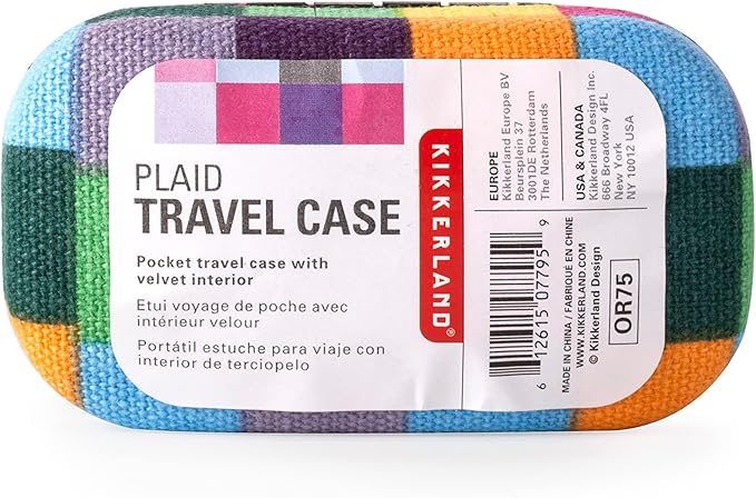 Kikkerland Multi Color Plaid Print Small Travel Portable Compact Organizer Case - Image 2