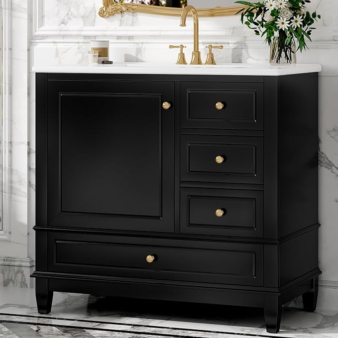 36" Bathroom Vanity with Sink, Harper & Bright Designs Free Standing Single - Image 3