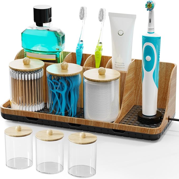 Bathroom Counter Organizer, Bathrooms Toothbrush Holder Set by PARKMANI