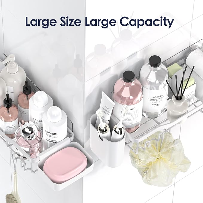 Shower Caddy Adhesive Shower Organizer 8-Pack, Rustproof Stainless Steel - Image 9
