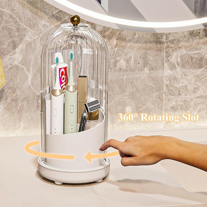 Toothbrush Holders with Cover, Drainage Rotating Electric Toothbrush Organizer - Image 5
