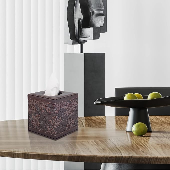 Tissue Box Cover Square, Modern Leather Tissue Box Holder - Image 2
