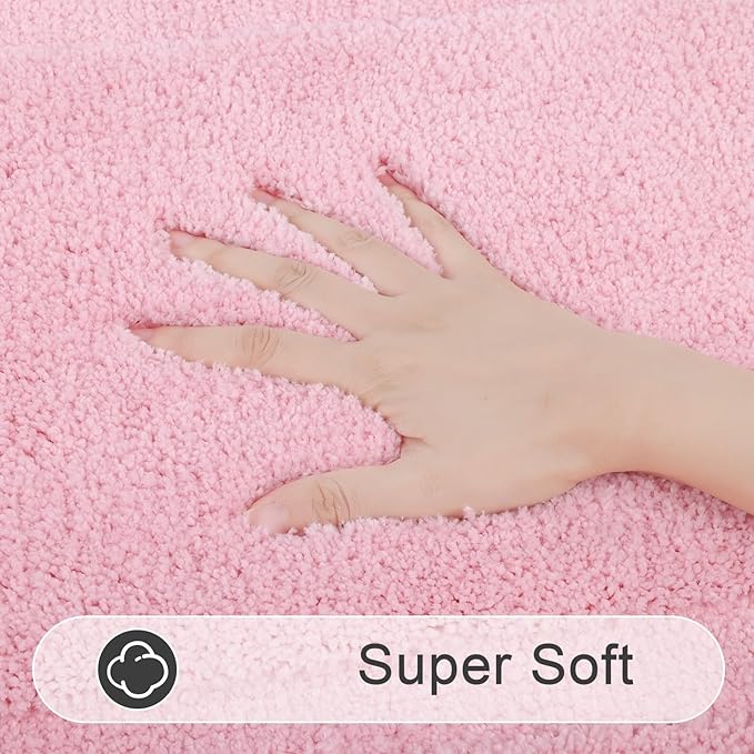 SHACOS Pink Bathroom Rugs Sets 2 Piece 20x32 inch, Non Slip Washable Bath Rugs - Image 4
