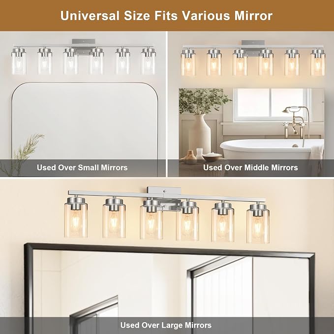 IZORRO Modern Bathroom Light Fixtures, 6 Light Brushed Nickel Vanity Lights - Image 7