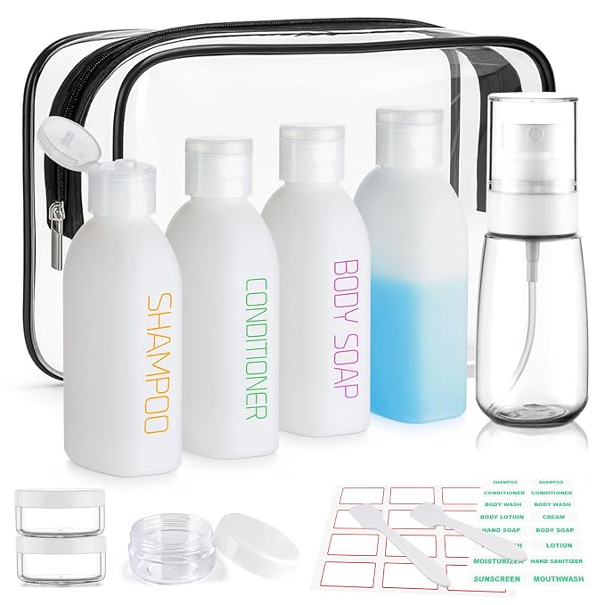 Cosywell Travel Bottles for Toiletries 9PCS Shampoo Bottles TSA Approved by Cosywell