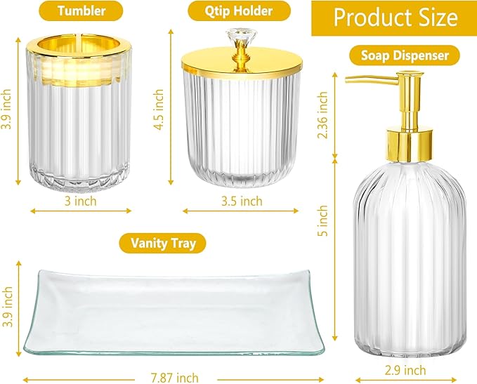 Bathroom Accessories Set, Toothbrush Holder, Apothecary Jar, Vanity Tray - Image 4