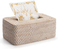 Rattan Tissue Box Cover Natural Woven Facial Napkin Holder Rectangular 10 x 6.1 by DECRAFTS