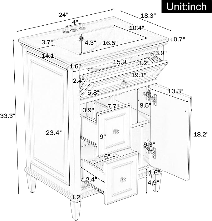 Harper & Bright Designs 24" Bathroom Vanity - Image 2