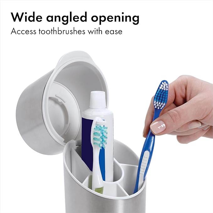 OXO Good Grips Stainless Steel Toothbrush Organizer, Bathroom Organizer and - Image 4