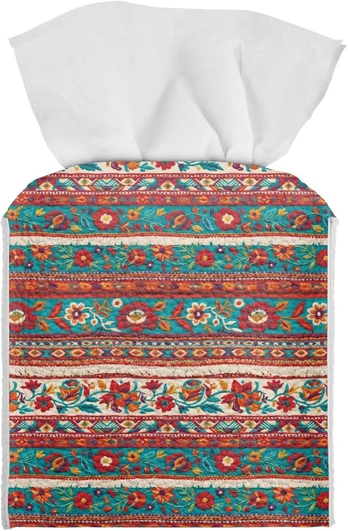 Brown Aztec Tissue Box Holder Waterproof PU Leather Square Modern Tissue Box by Pzuqiu