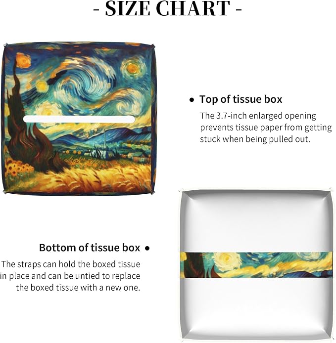 Starry Night Tissue Box Cover Square, Abstract Impressionist Oil Painting - Image 5