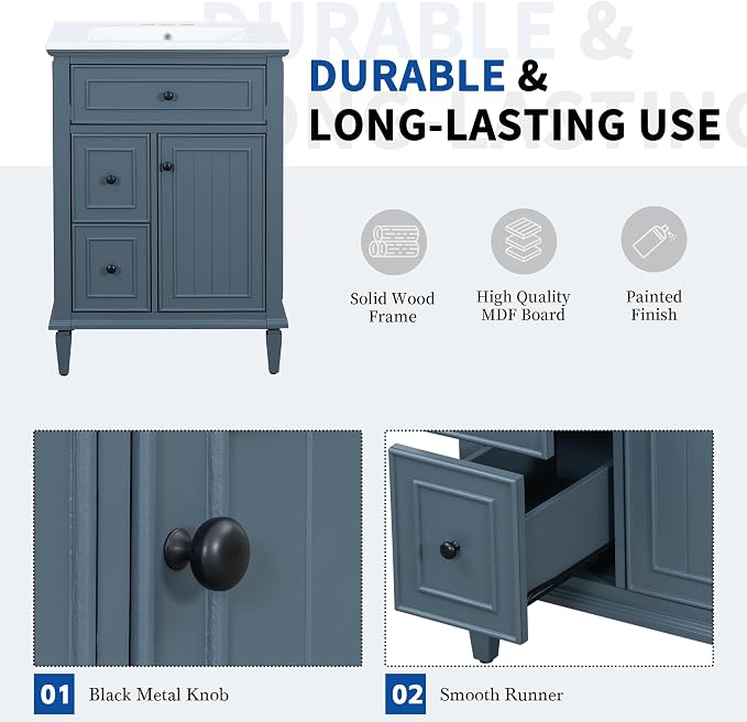 Harper & Bright Designs 24" Bathroom Vanity - Image 7