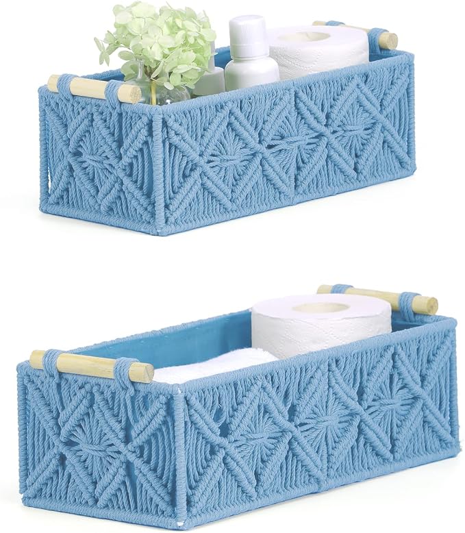 Nonam Macrame Storage Baskets, Boho Decor Style Woven Storage Boxes by Unknown