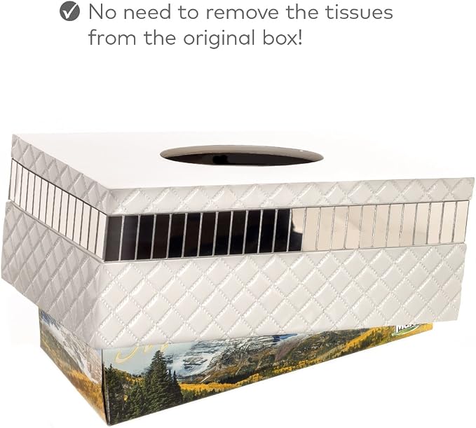 Creative Scents Quilted Mirror Rectangle Tissue Box Cover - Image 4