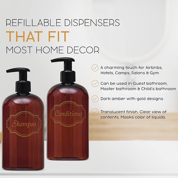 Bottiful Home-16 oz Shampoo and Conditioner Refillable Empty Plastic Pump - Image 2