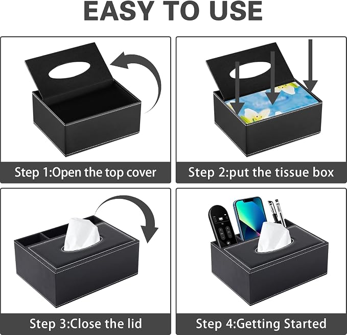 Multifunction PU Leather Tissue Box Cover Rectangular Upgrade Large Size - Image 6