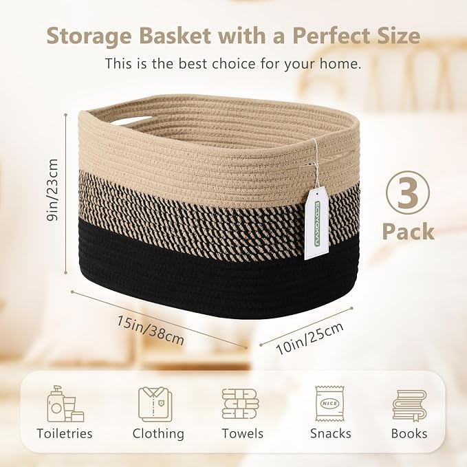 Cotton Rope Storage Basket, Woven Basket - Image 3