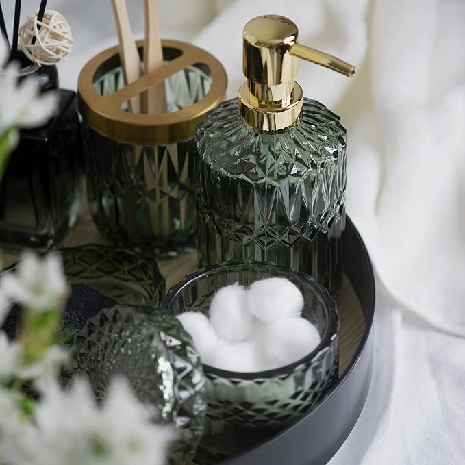 EMPO 6PCS Bathroom Clear Glass Accessories Set, Contemporary Modern Decor - Image 8
