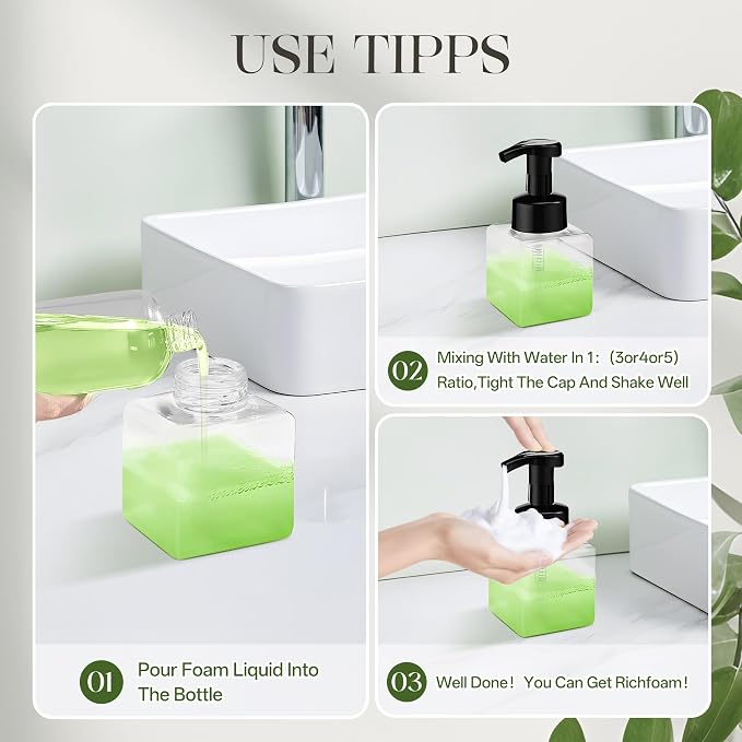 8.5 oz Foaming Soap Dispenser Plastic Foaming Pump Bottle, Refillable Dispenser - Image 6