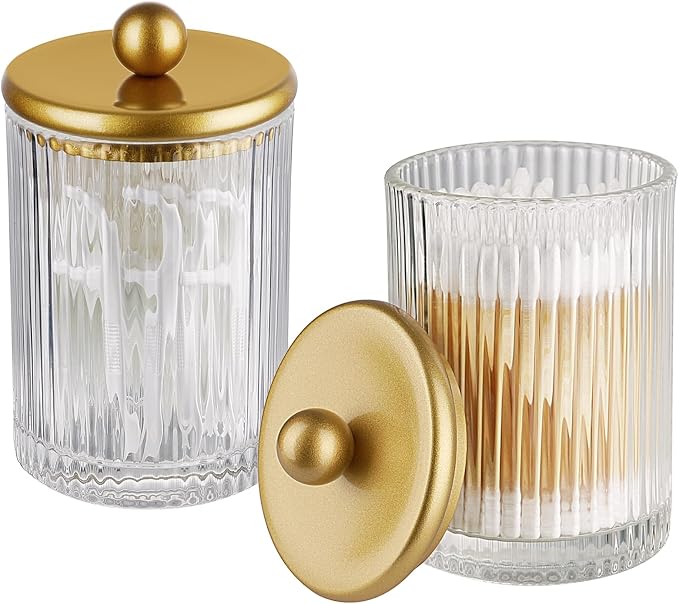 3Pack Glass Qtip Holder Dispenser Set - Image 2