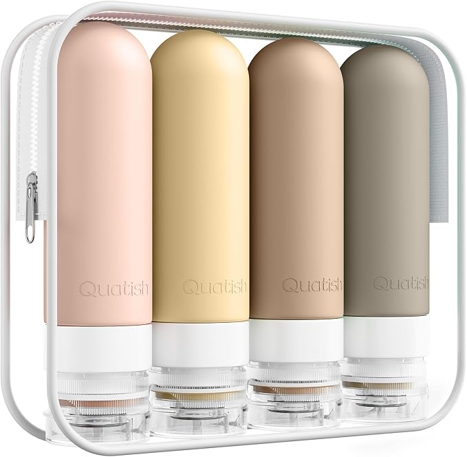 Quatish Travel Bottles for Toiletries, Original Patented Leak Proof Travel Size by Quatish