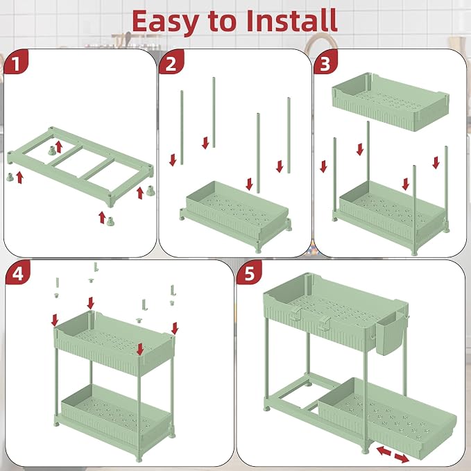 Under Sink Organizer, Bathroom Organizers and Storage, 2 Tier Multi-Use Pull - Image 8