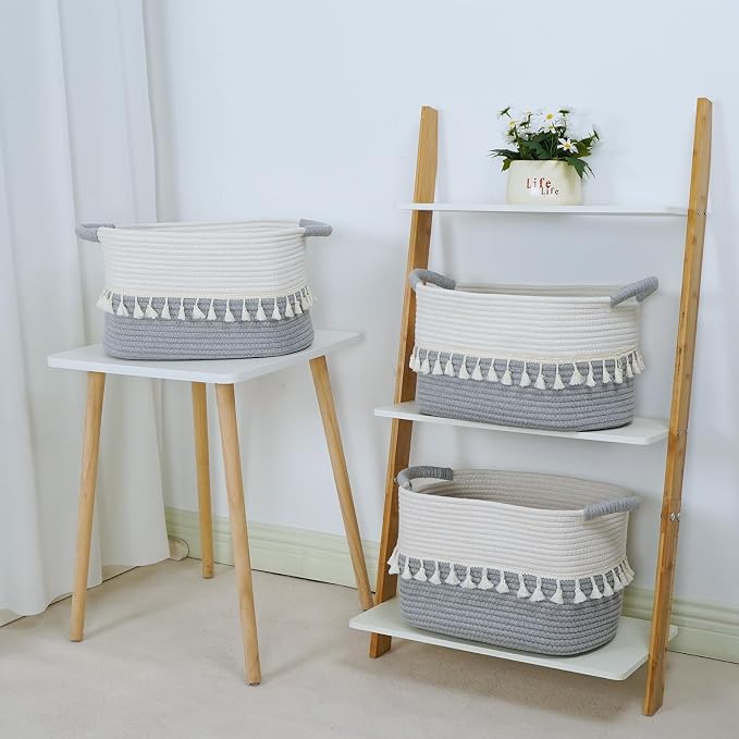 TeoKJ Storage Basket 3 Pack for Organizing, Cotton Rope Baskets for Toy - Image 5