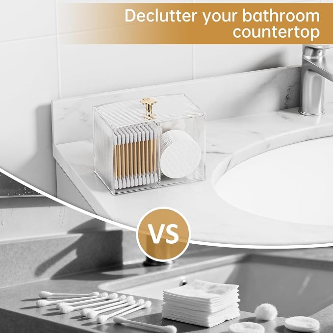 Q Tip Holder for Bathroom with 3 Compartments, Cute Clear Plastic Bathroom - Image 7