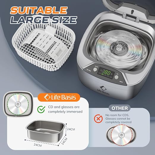 Life Basis Ultrasonic Cleaner Household Ultrasonic Jewelry Cleaner 850ml LCD - Image 6