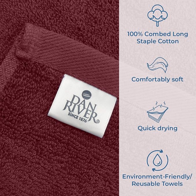 DAN RIVER Bath Towels Set of 4, 27 x 54 Inches, 100% Cotton, Larger & Lighter - Image 4