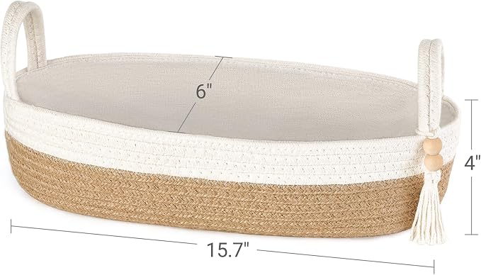 Mkono Small Storage Basket for Toilet Tank Top Boho Bathroom Decor Woven Rope - Image 5