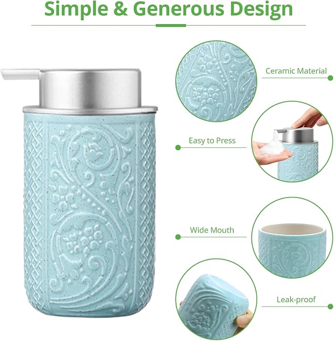 12OZ/350ML Ceramic Foaming Soap Dispenser Empty Hand Soap Dispenser Refillable - Image 4