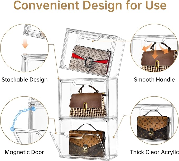 Purse Organizer for Closet, Purse Storage Box - Image 4