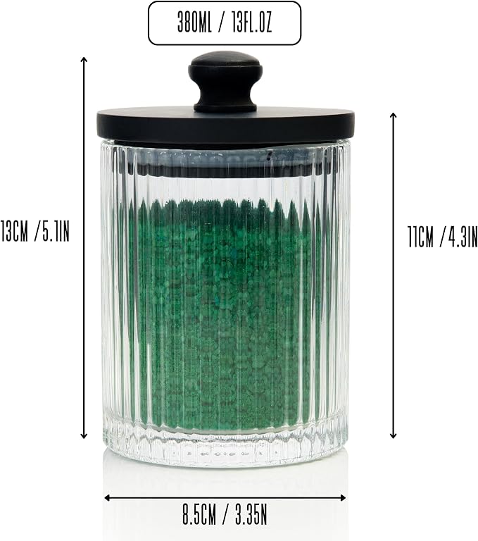 Mason & Fable Ribbed Glass Bathroom Jars | Set of 2 Farmhouse Style Storage - Image 3
