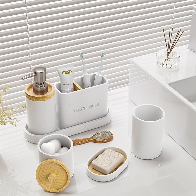 Bathroom Accessories Set, Large-Sized Toothbrush Holders Set, Soap Dispenser - Image 6