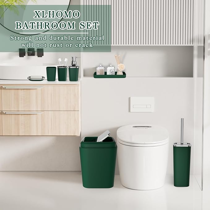 Dark Green Bathroom Accessories Set, Toothbrush Holder, Toothbrush Cup - Image 7