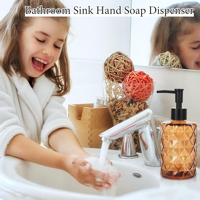 Brown Glass Soap Dispenser, 11 Oz/330ml Liquid Hand Soap Dispenser Set - Image 6