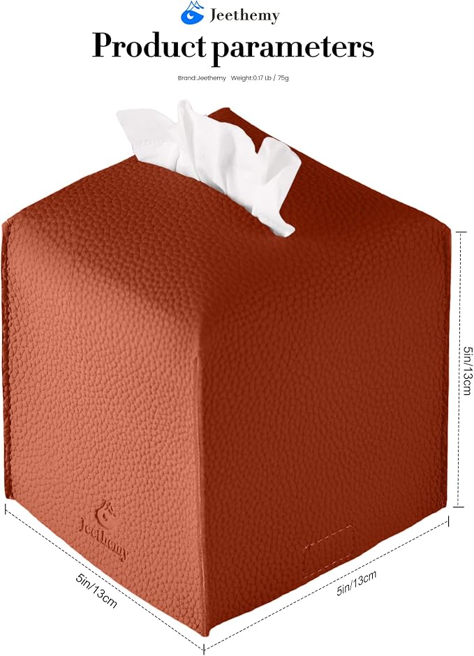Tissue Box Cover, Jeethemy Square PU Leather Tissue Box Holder, Modern Tissue - Image 5