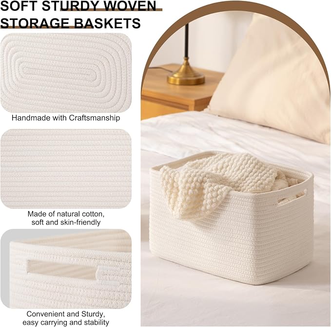Storage Baskets for Organizing, Woven Decorative Baskets for Shelves - Image 3