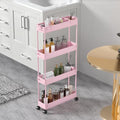 SPACELEAD Slim Storage Cart 4 Tier, Bathroom Organizer Rolling Utility by Home