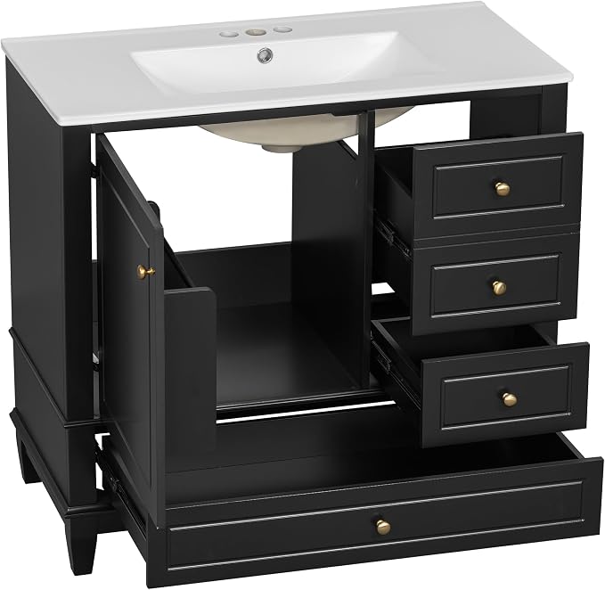 36" Bathroom Vanity with Sink, Harper & Bright Designs Free Standing Single - Image 9