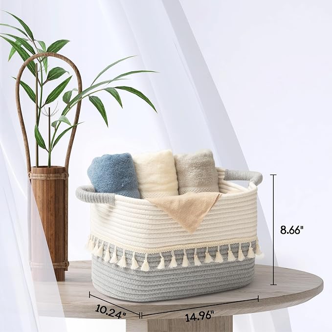 TeoKJ Storage Basket 3 Pack for Organizing, Cotton Rope Baskets for Toy - Image 3